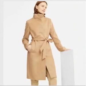 NWT Uniqlo Wool and Cashmere Blend Wrap Coat. Size XS. Color Camel.